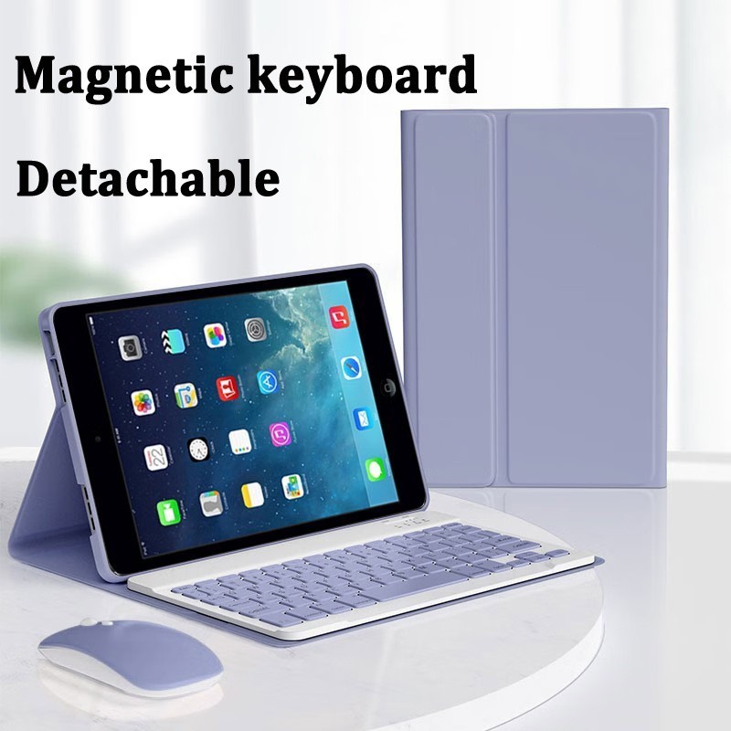 สําหรับ iPad Mini 7 / iPad 11 / iPad Mini 1 / 2 / 3 / 4 / 5 / iPad Air 11 เคสคีย์บอร์ดหนังพร้อม Bluetooth คีย์บอร์ดเมาส์ Combo Cover