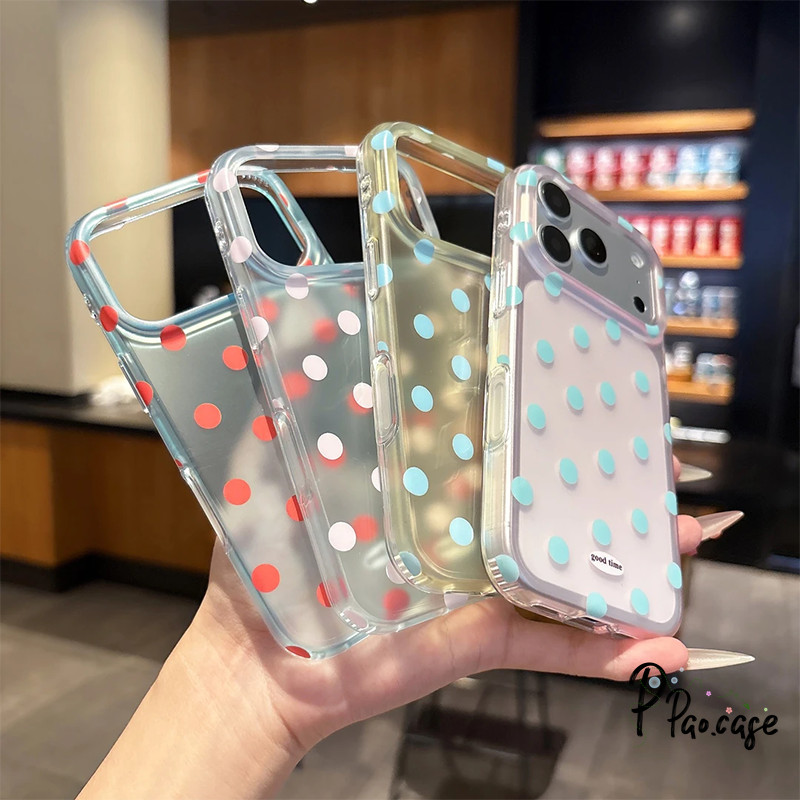เคสทรายรูใหญ่ ลายจุดสีพาสเทล สไตล์หวานกันกระแทก เข้ากันได้กับ IPhone 15 16 17 13 air 11 14 12 Pro Max XR X 7 8 15 Plus