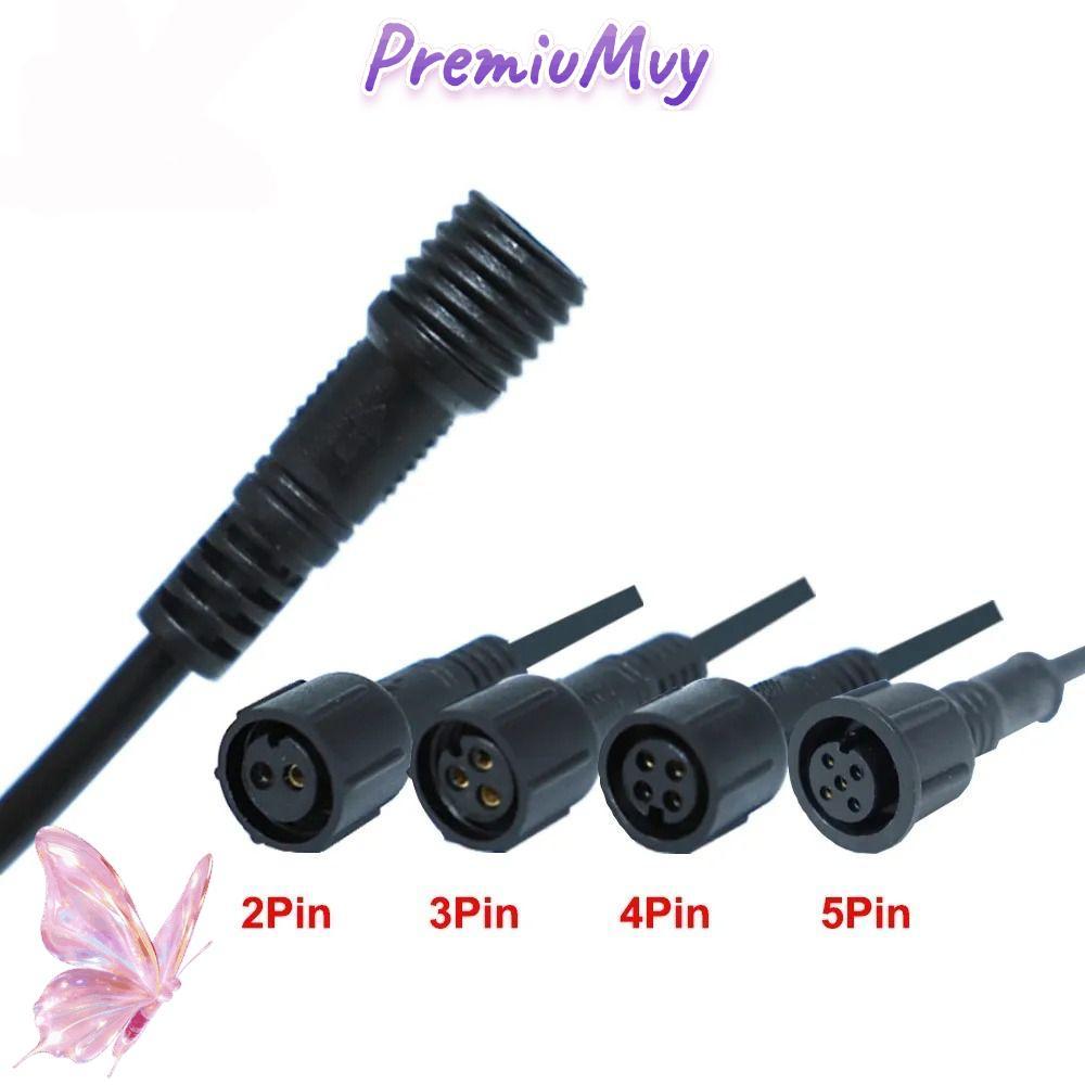 PREMIUMVY ชายหญิง LED Connector,สายสีดํา 20 ซม.2Pin 3Pin 4Pin แจ็ค, IP67 2Pin 3Pin 4Pin สายไฟกันน้ํา