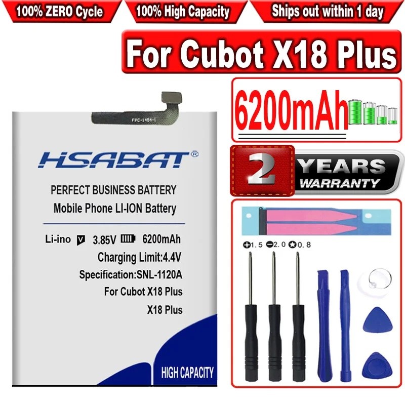 HSABAT 6200mAh แบตเตอรี่สําหรับ Cubot x18 plus สําหรับ Cubot X19 สําหรับ Cubot P20 แบตเตอรี่