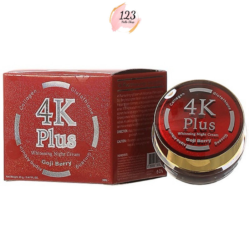 🔺 4K Plus Goji Berry Whitening Night Cream 20 g 4เค พลัส ไวท์เทนนิ่ง ไนท์ ครีม โกจิ เบอร์รี่ ✨
