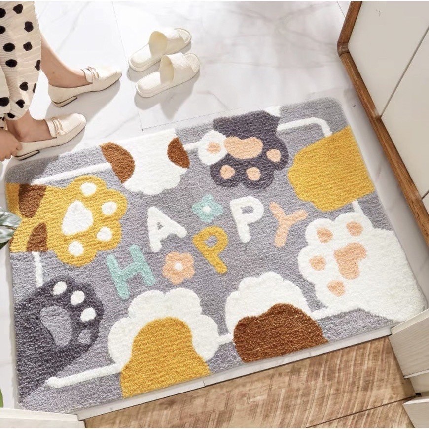 Yifeng AF พรมเช็ดเท้า ขนนุ่มฟู มียางกันลื่น ขนาด 60x40cm 1699