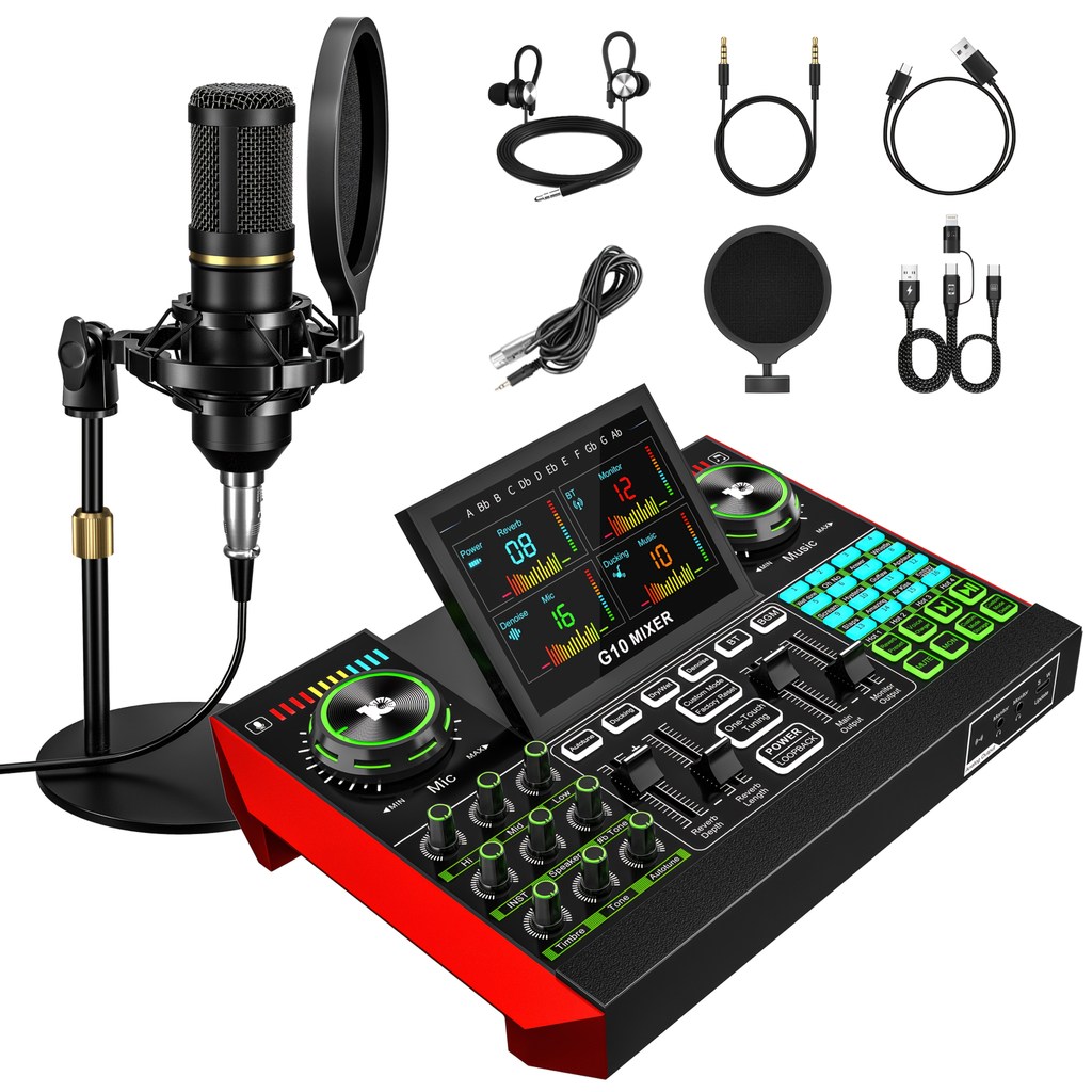 Audio DJ Mixer ระบบคอนโซลบอร์ดเสียง, 5 ช่อง 48V Phantom Power พร้อม USB MP3 สเตอริโอ Live DJ Studio 