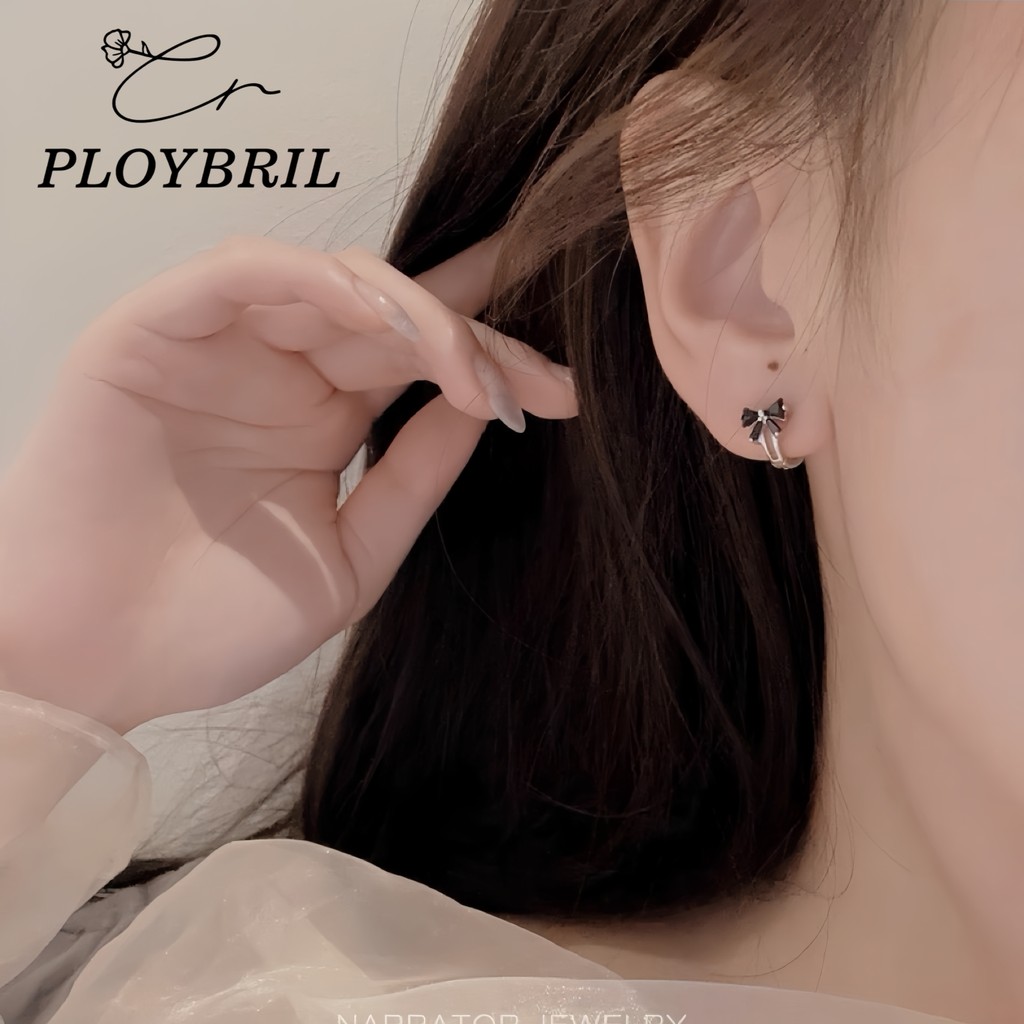 ต่างหูแบบห่วง Irene โบว์เพชรน่ารัก เครื่องประดับผู้หญิง แฟชั่นเงินแท้ ไม่ลอกดำ มินิมอล เกาหลี ของขวัญ วันเกิด E109