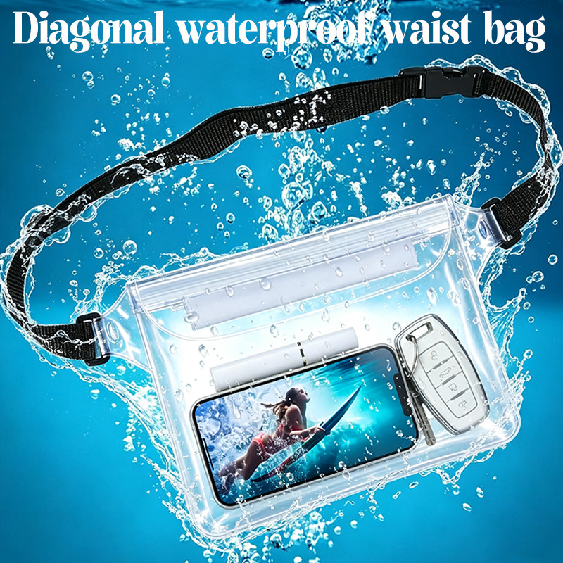 1/2/3PC SWhite PVC กันน้ํา Fanny Pack | การออกแบบซีลแบบพลิกด้านบน | กระเป๋า สิ่งจําเป็น ซีทรู | ปรับ