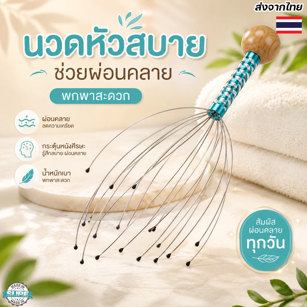 ลวดนวดหัว ที่นวดศีรษะเพื่อความผ่อนคลาย บรรเทาความเหนื่อยล้า ใช้งานง่าย พกพาสะดวก