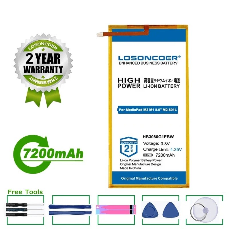 7200mAh HB3080G1EBC HB3080G1EBW แบตเตอรี่สําหรับ Huawei Honor MediaPad M3 Lite T1 T3 10 M2 M1 8.0 "M