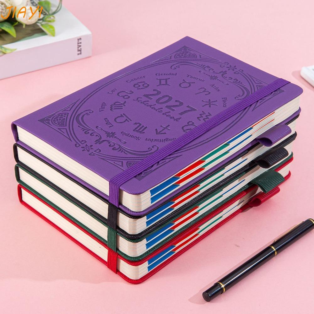 JIAYI 2027 Constellation Pattern Calendar Notebook, A5 English Schedellation Cover ทนต่อการสึกหรอ To