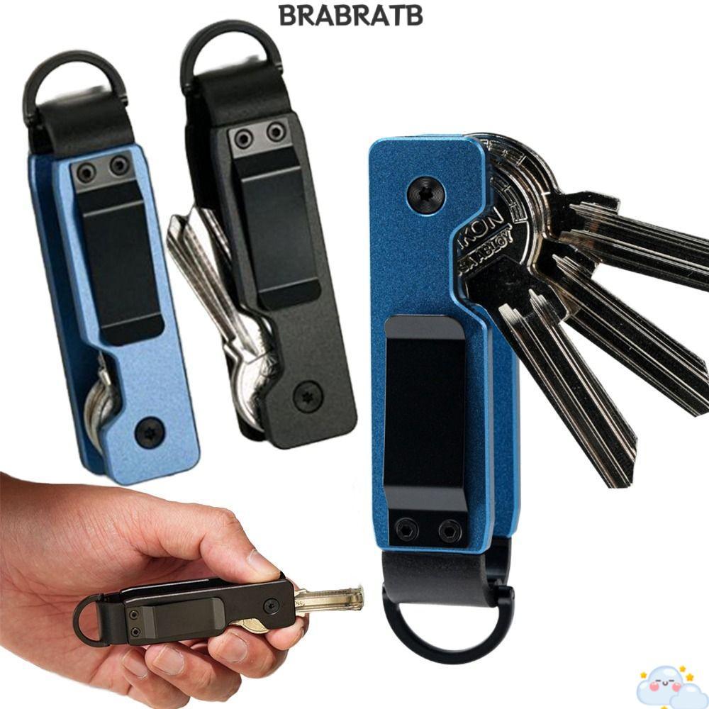 BRABRAA Key Holder, Compact Holds 2-5 Keys Key Organizer, Minimalist Metal Keys Fob Outdoor