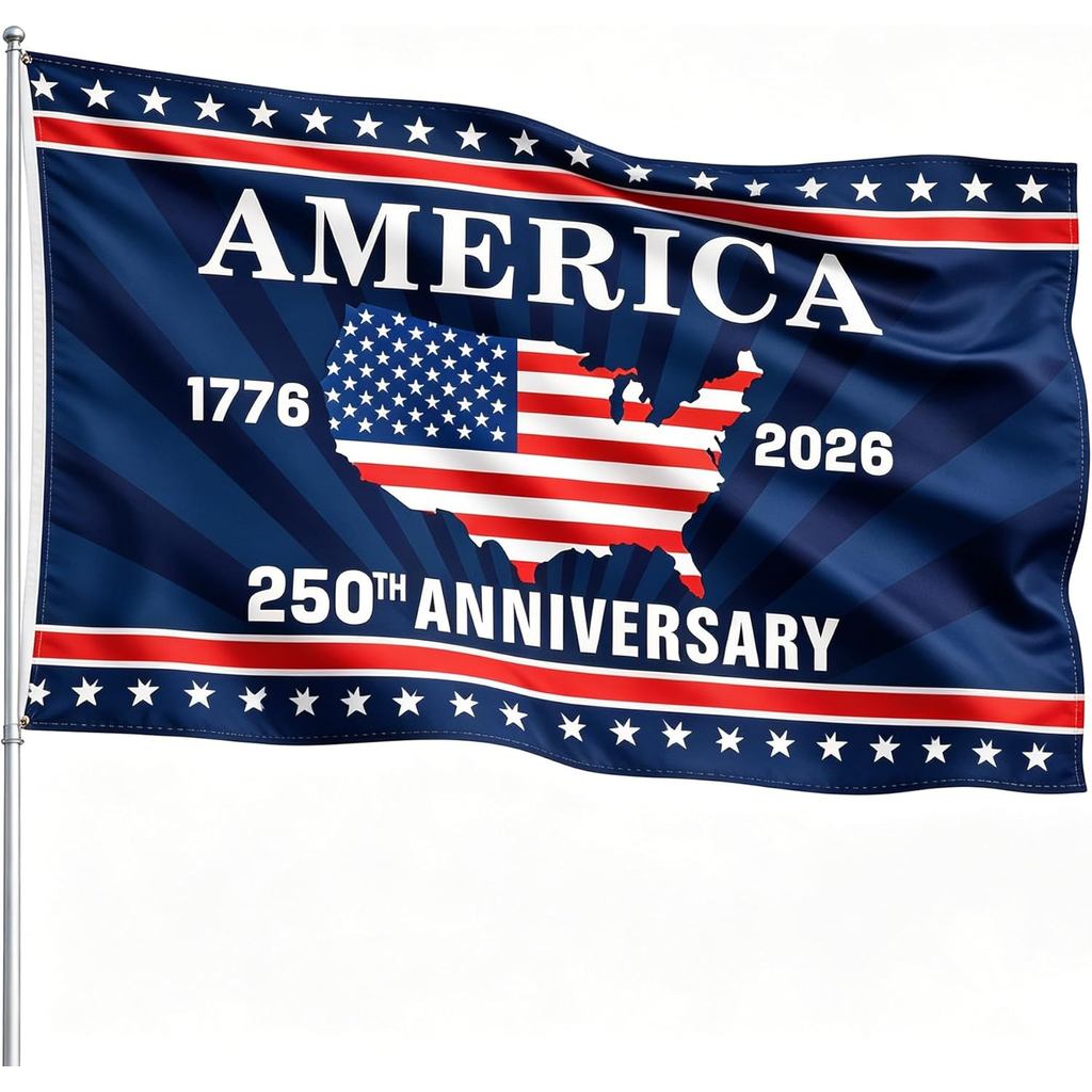 250 ธงครบรอบ Usa, ธงครบรอบอเมริกัน 250 ปี 3x5 FT 1776-2026, ธง USA กลางแจ้งสําหรับงานหนัก, แบนเนอร์ร
