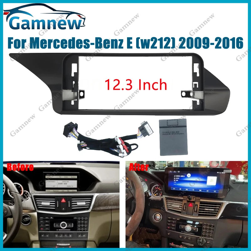 12.3 นิ้วกรอบรถ Fascia อะแดปเตอร์ Canbus ถอดรหัส Android วิทยุ Dash Fitting แผงชุดสําหรับ Benz E (w2