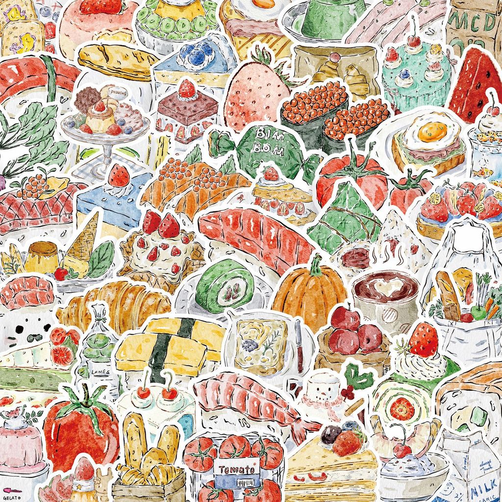100ชิ้น/เซ็ต สติ๊กเกอร์อาหารอร่อยสีน้ําญี่ปุ่น 01 สติ๊กเกอร์ DIY Fashion Doodle Decals