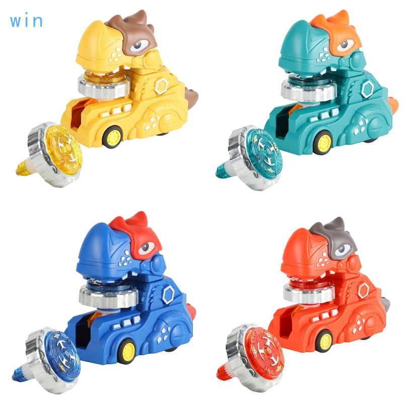 Win 2-in-1 Rotary Gyro ไดโนเสาร์รถของเล่น Interactive รุ่นการ์ตูนเลื่อนของเล่น Push Active Go ของเล่