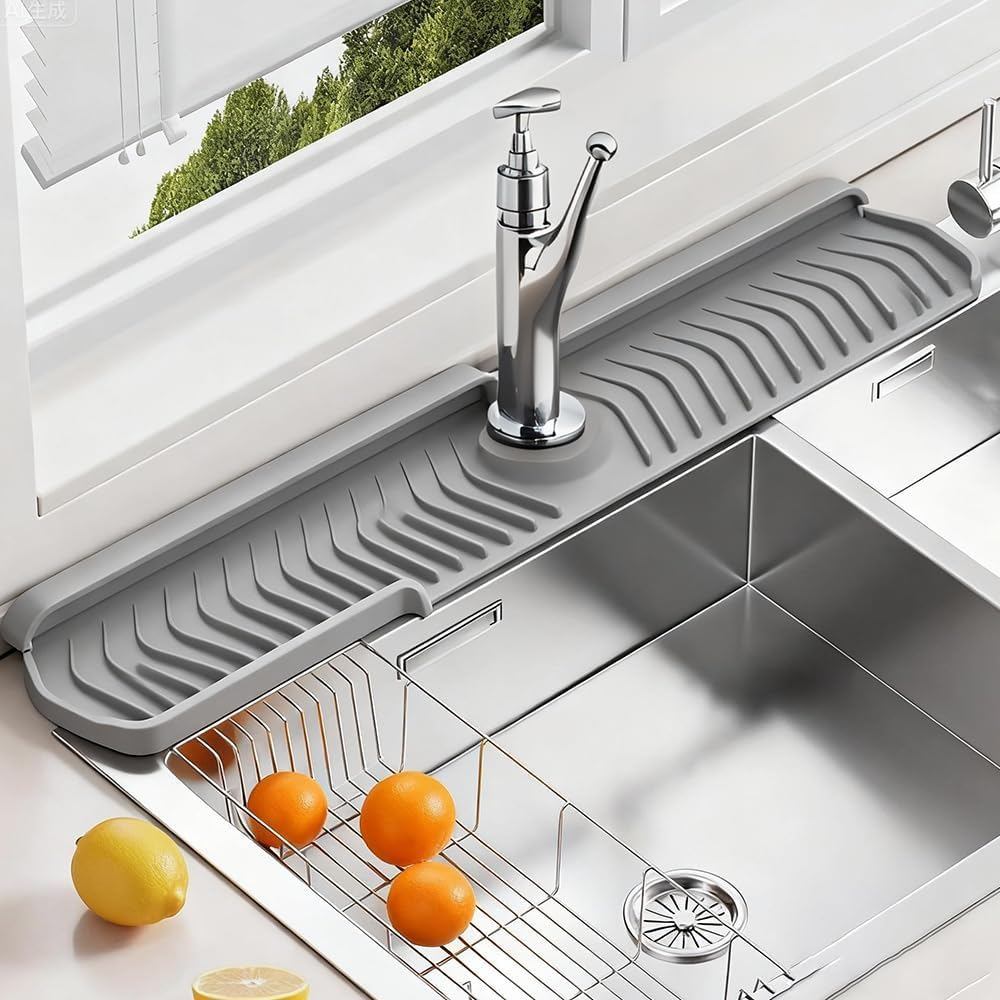 แผ่นรองก๊อกน้ำซิลิโคน Sink Faucet Mat กันน้ำกระเซ็น แห้งไว สำหรับอ่างล้างจาน ห้องครัว ห้องน้ำ