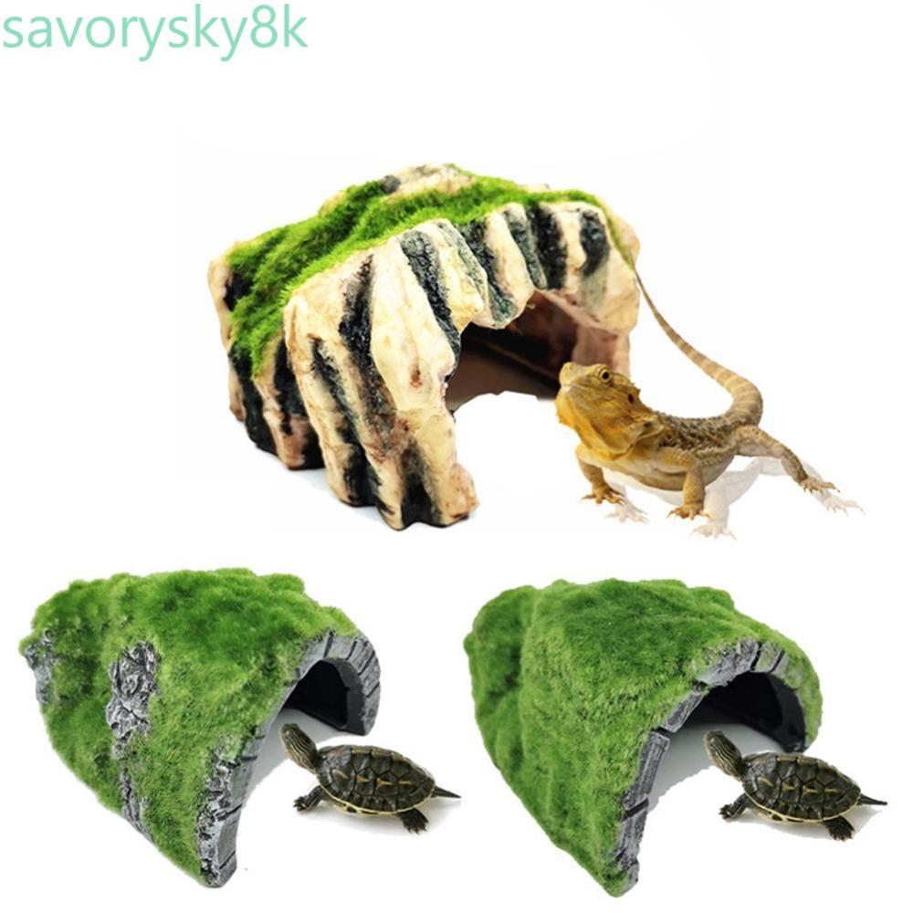 CHROM Lizard Cave ตกแต่งสร้างสรรค์สําหรับตกแต่งตู้ปลาเรซิ่นประดิษฐ์สัตว์เลื้อยคลาน Cave