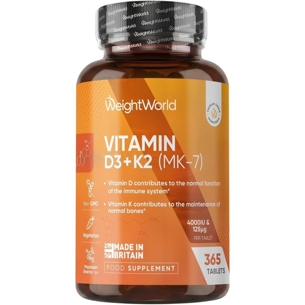 D3 4000IU & K2 125μg (MK7) 365 VIT D Tablets 1 ปี ply | Easy to Swallow Vit D (ขนาด 6 มม.) 1 ต่อวัน 