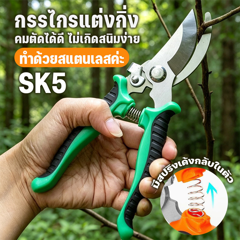 กรรไกรแต่งกิ่ง คีมตัดกิ่งไม้ SK5 กรรไกรสแตนเลส กรรไกรสำหรับตัดแต่งกิ่งไม้ ดอกไม้ เครื่องมือจัดทำสวน