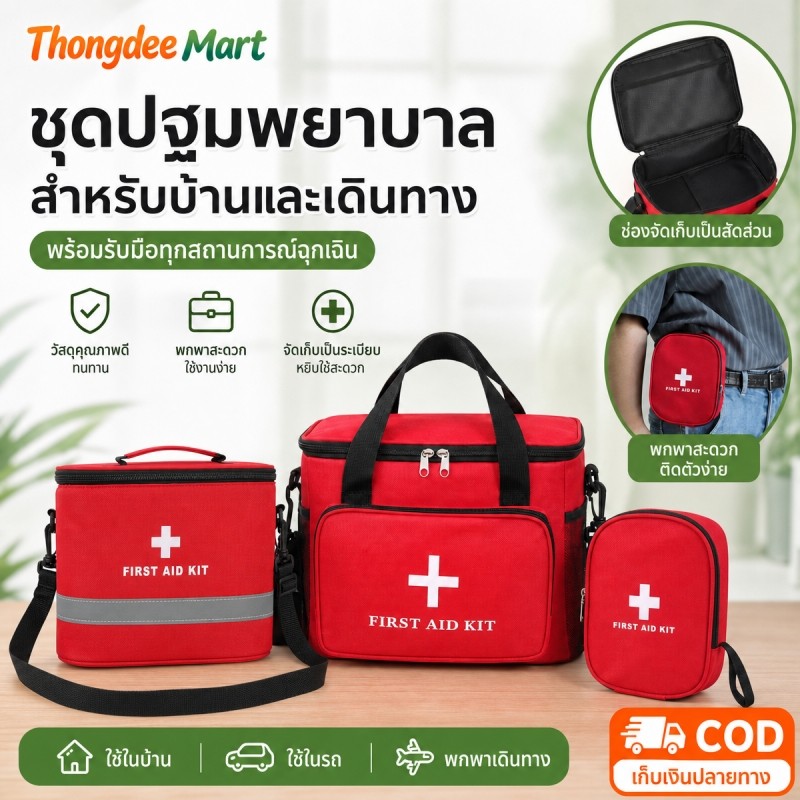 กระเป๋าปฐมพยาบาล ชุดแพทย์ฉุกเฉิน กระเป๋ายาสามัญประจำบ้าน กันน้ำ ความจุสูง พร้อมสายคล้องไหล่ พกพาสะดวก พร้อมส่งในไทย