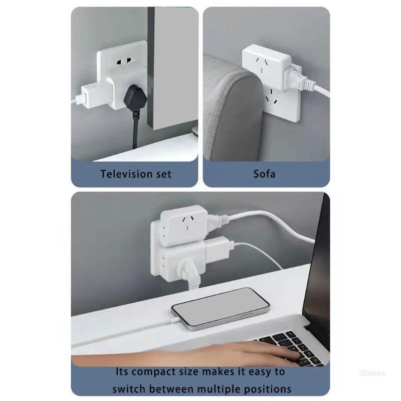 Shwnee ตัวขยายซ็อกเก็ตประหยัดพื้นที่ 2Pin to 3Pin 2Pin Socket Transition Safe Daily