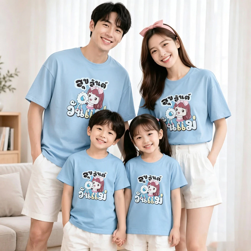 Yout-children เสื้อเด็ก ของเด็ก เสื้อคอกลม cotton ลายพิมพ์ทันสมัย 'Mother's Day' สบายและนุ่ม ระบายอากาศดี อายุ 2-9 ปี
