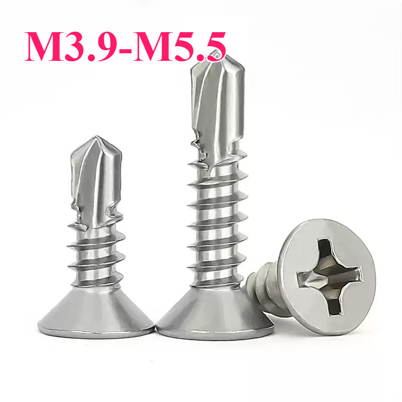 สกรูหัวเตเปอร์ ปลายสว่าน แฉก F+ /สแตนเลส 304 /Flat Head Phillip Self Drilling Screw /SUS304 /M3.9-M5