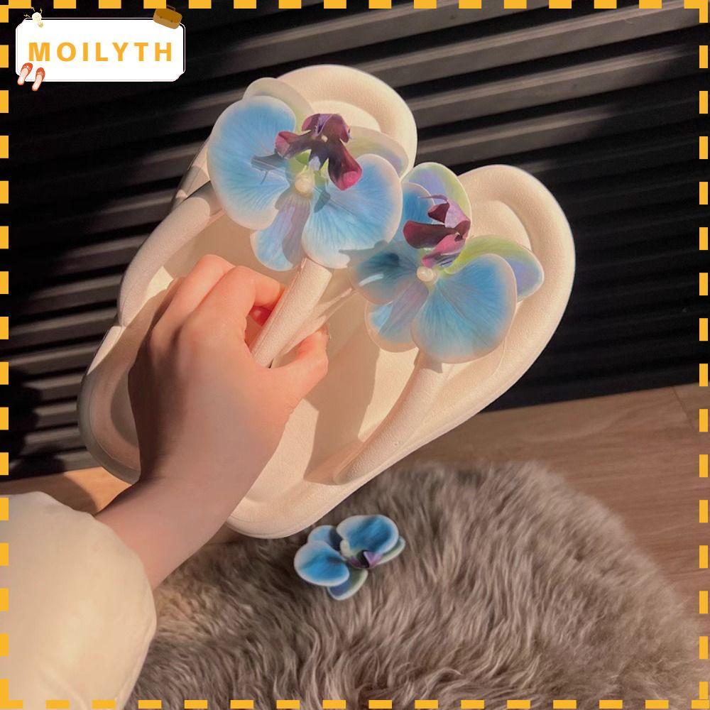 MOILYTH Flip Flops, Butterfly Orchid Summer Sandals, Fashion EVA Anti-Slip Clip on Slides Vacation