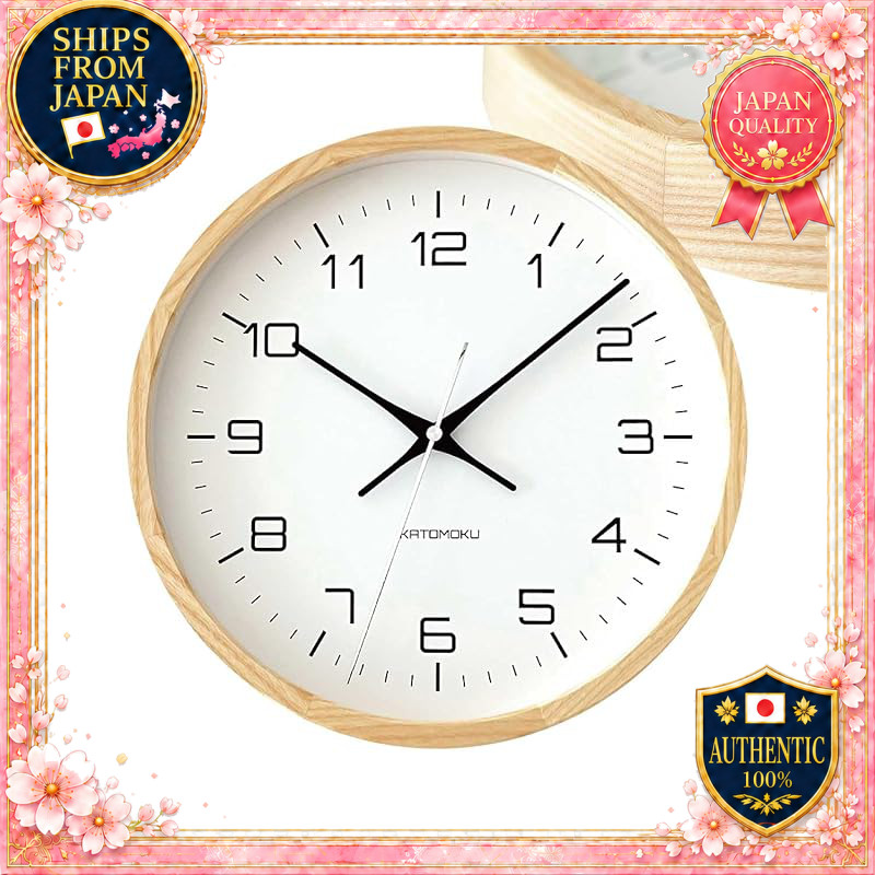 KATOMOKU Muku Clock 11 Natural Wall Clock 30.0cm Continuous Second Hand Quartz Model