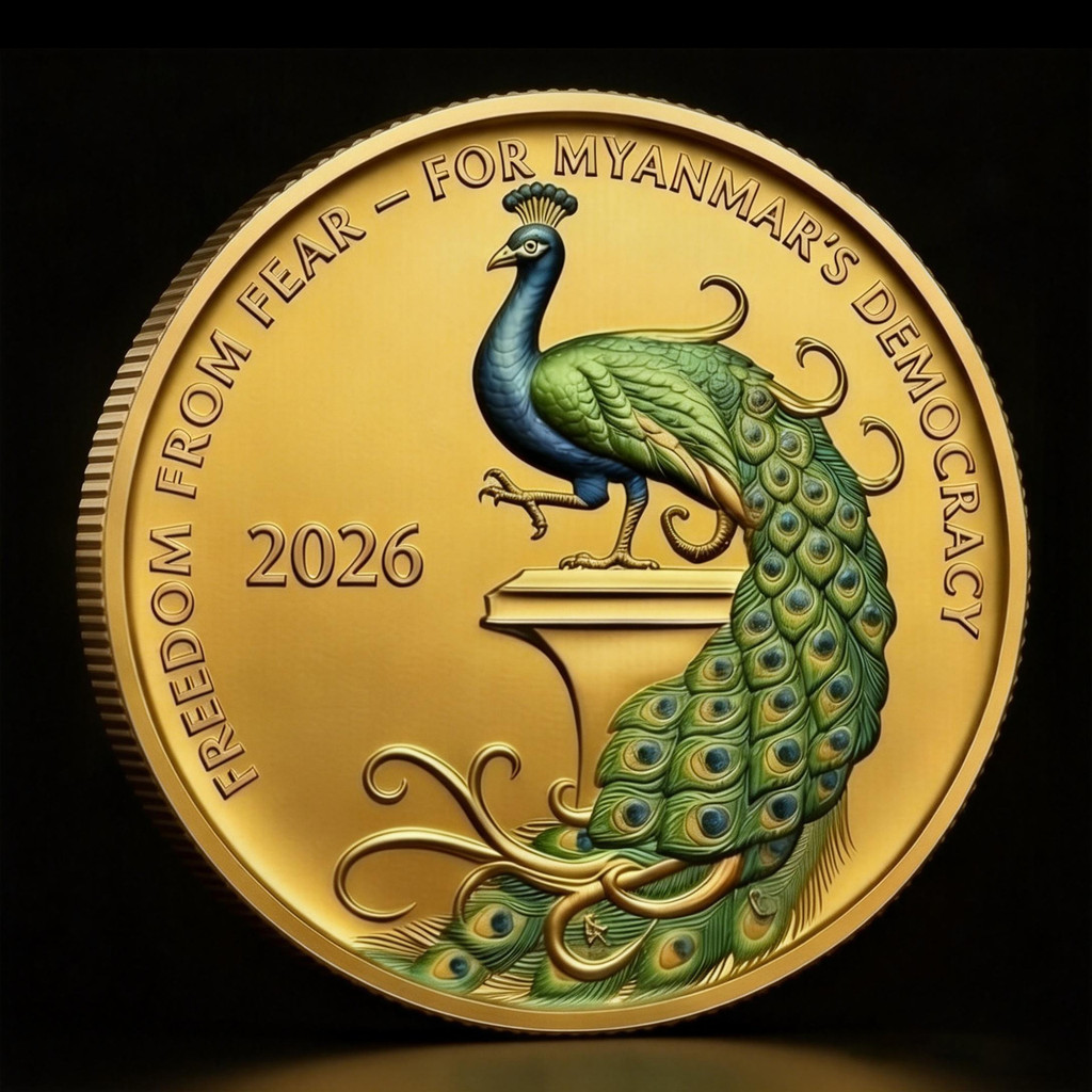 2026 Myanmar Angshan Suji Season Peacock เหรียญที่ระลึก Declaration เหรียญที่ระลึกของขวัญสร้างสรรค์ที่ไม่ซ้ํากัน Gold-Plated เหรียญ 8.2
