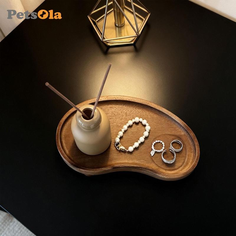 PETSOLA ตกแต่งบ้าน Vanity ถาดเครื่องประดับไม้จาน Center Table Organizer สําหรับน้ําหอมและอุปกรณ์เสริ