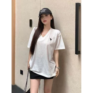 Velca 100%cotton เสื้อยืดผู้หญิง เสื้อเเขนสั้น เข้ากับทุกสไตล์ แบบหลวม แขนสั้น