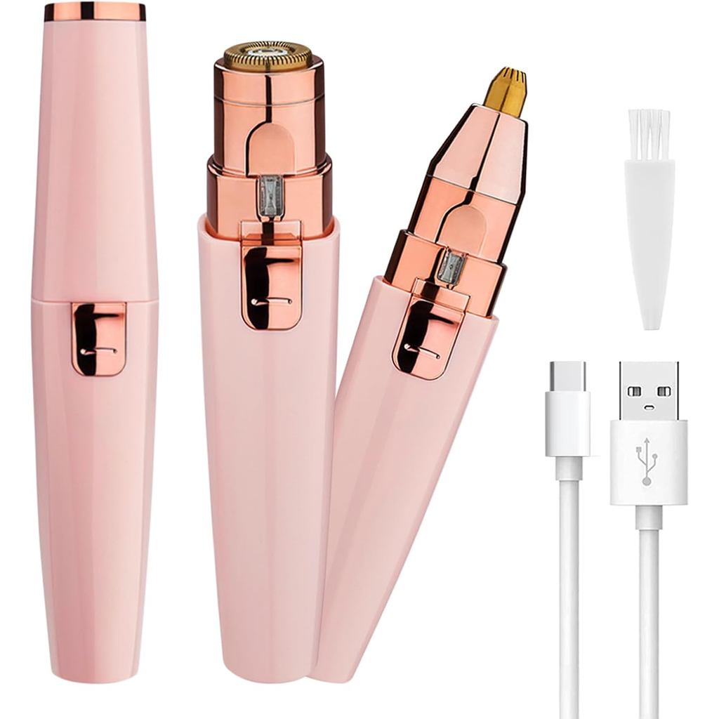 ที่กันคิ้วสําหรับผู้หญิง - 2 in 1 ชาร์จ Face Eye Brow Shaver - Face Remover Peach Fuzz ไม่เจ็บปวดกํา