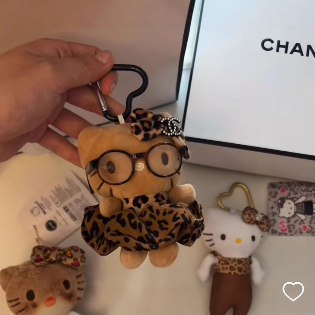 Retro Wild Leopard Print Kitty Shibuya Style Leopard Print Glasses KT School Bag Pendant Doll#84alql