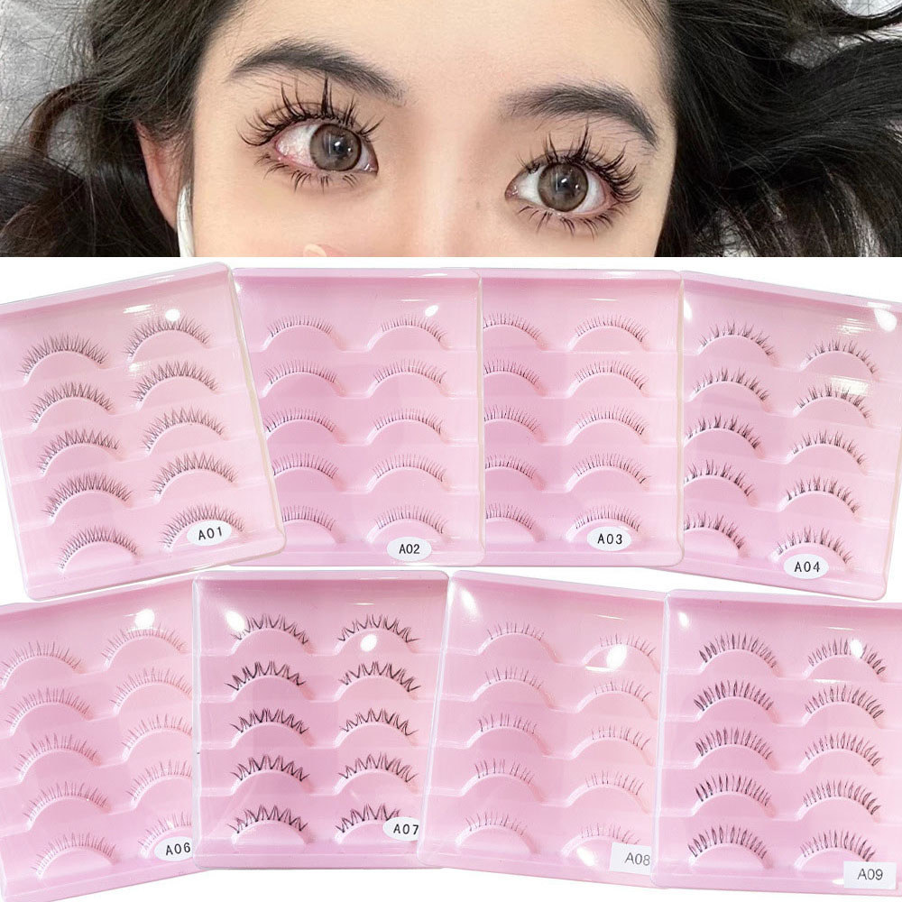 5 คู่ Wispy Cross Clear Stem Manga Under Lashes ธรรมชาติทุกวันแต่งหน้า Lower Eyelash Extensions 24H 