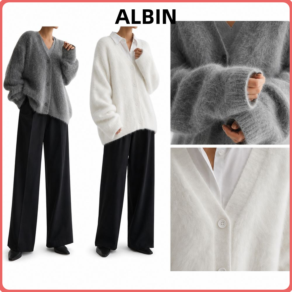 ALBIN V Neck cardigan, Fuzzy Knit Button Front Fuzzy Cardigan, V Neck Long Sleeve Warm Button Front 