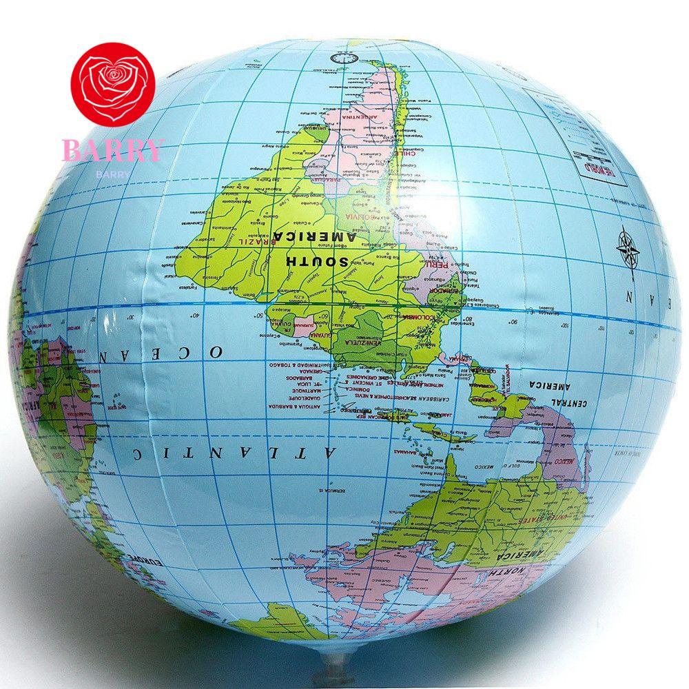 BARRY Globe English ของขวัญโลกทนทานลูกบอลชายหาดยักษ์ 16 นิ้วเป่าแผนที่โลก