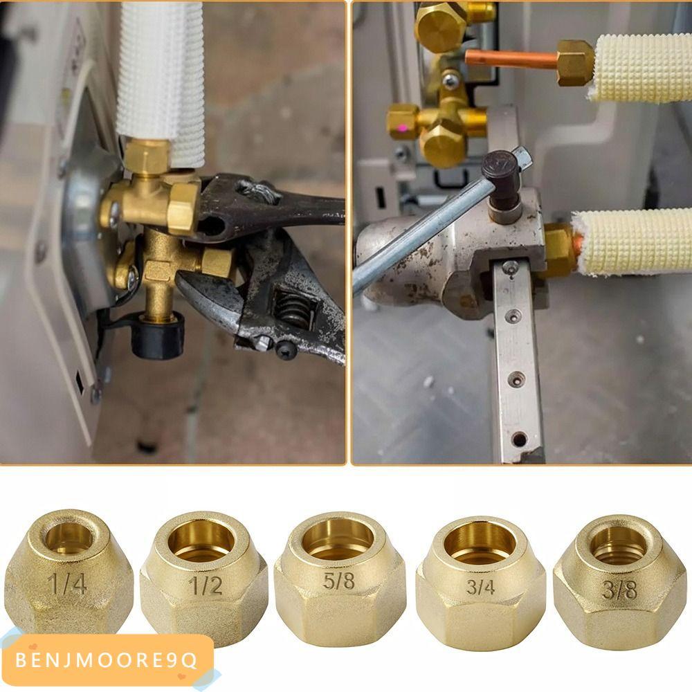 BENJMOORE9Q ทองเหลือง Flare Nut, Thicken 1/4 "3/8"1/2" Flare Tube อุปกรณ์, 5/16 "1/8" 3/4" เครื่องปร