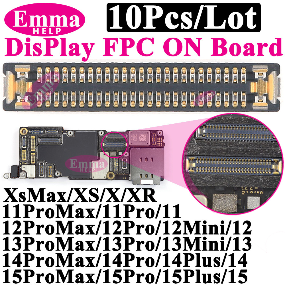 JDT 10 ชิ้นจอแสดงผล LCD FPC Connector บนเมนบอร์ดหน้าจอ Logic Board สําหรับ 14 13 15 Pro Max Plus 11 