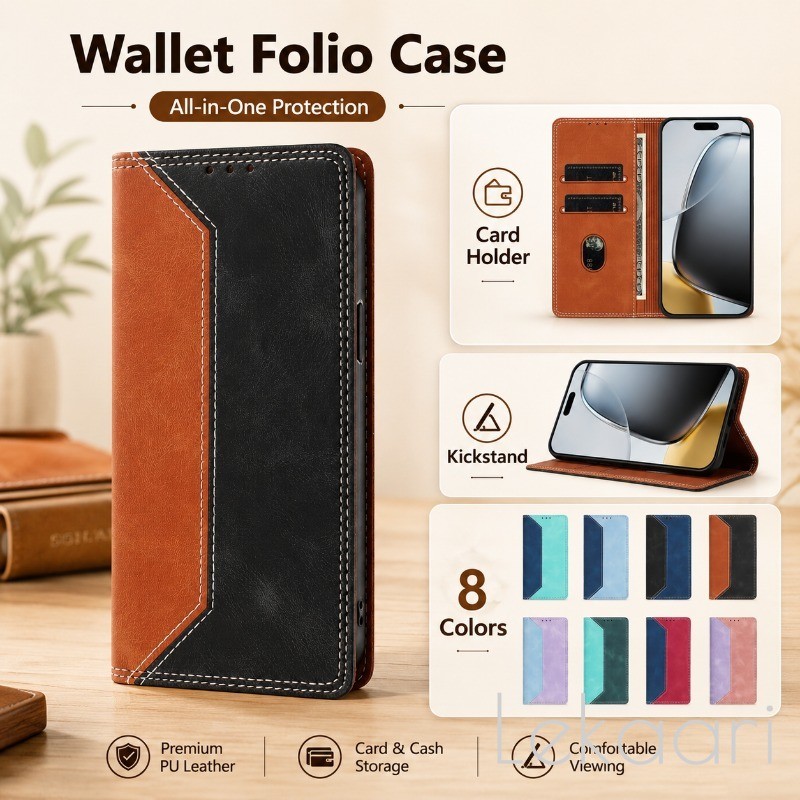 Retro Colorblock กระเป๋าสตางค์สําหรับ Fujitsu ลูกศร F-53E F-52E F-51E F-51A F-51B F-51C F-52A F-52B 