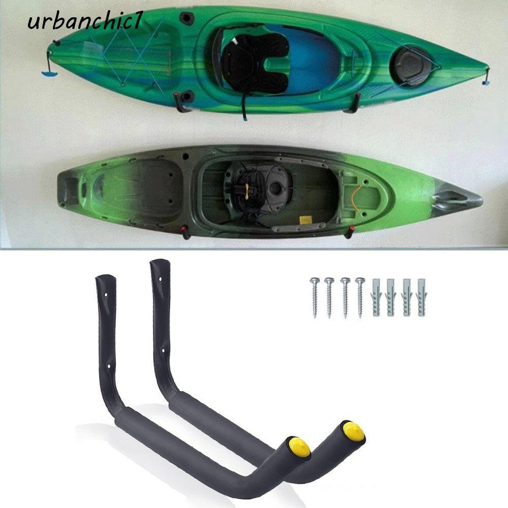 URBANCHIC Kayak Rack, ติดผนัง Heavy Duty Kayak แขวน,กระดานโต้คลื่นอเนกประสงค์สีดําวงเล็บโรงรถ Kayak 