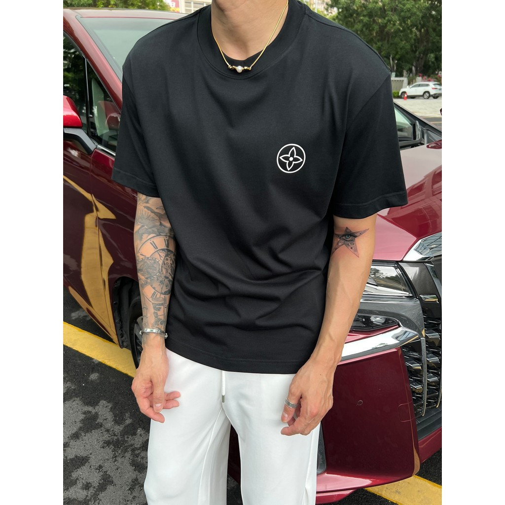 Louis Vuitton/Louis Vuitton/lv ผู้ชายผู้หญิงเสื้อยืดพิมพ์เสื้อยืดธุรกิจเสื้อยืดผ้าฝ้ายขายร้อน MDYR