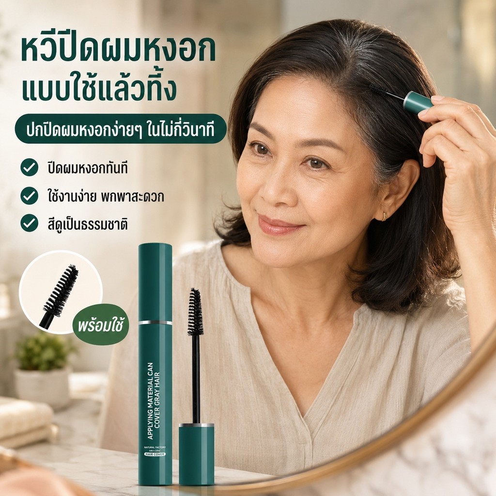 หวีเปลี่ยนสีผมชั่วคราว เครื่องมือเวทมนตร์ปกปิดผมหงอก สีดำธรรมชาติ สูตรอ่อนโยน ใช้งานง่าย