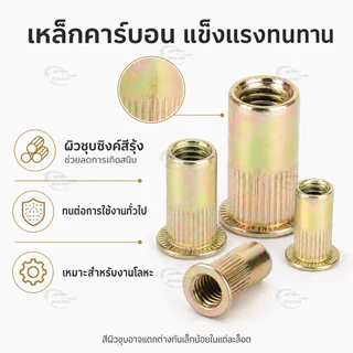 รีเวทนัท ชุบซิงค์รุ้ง หัวน็อตรีเวท 150ชิ้น M3 M4 M5 M6 M8 M10 เหล็กชุบซิงค์กันสนิม ใช้ยึดแผ่นโลหะ ทำเกลียวใน งานช่าง DIY