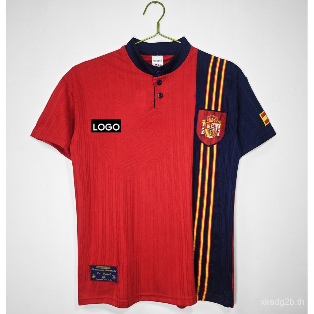 คลาสสิกย้อนยุคย์ 1996 สเปนบ้านแขนสั้นเสื้อย์ที่มีคุณภาพสูงเสื้อฟุตบอล