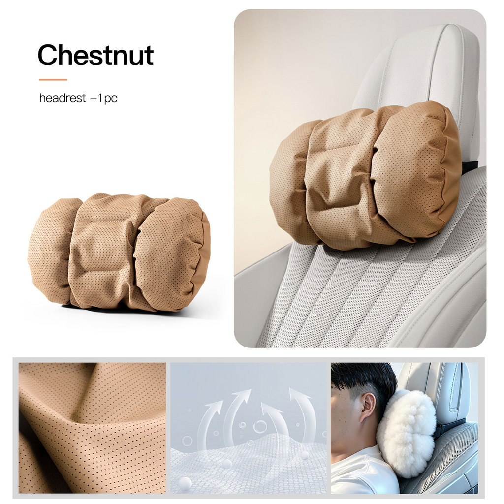 Punched Nappa หนังพนักพิงศีรษะรถ Lumbar Support รถคอหมอนรถเอวหมอนที่นั่งสําหรับ Geely Okavango Azkar