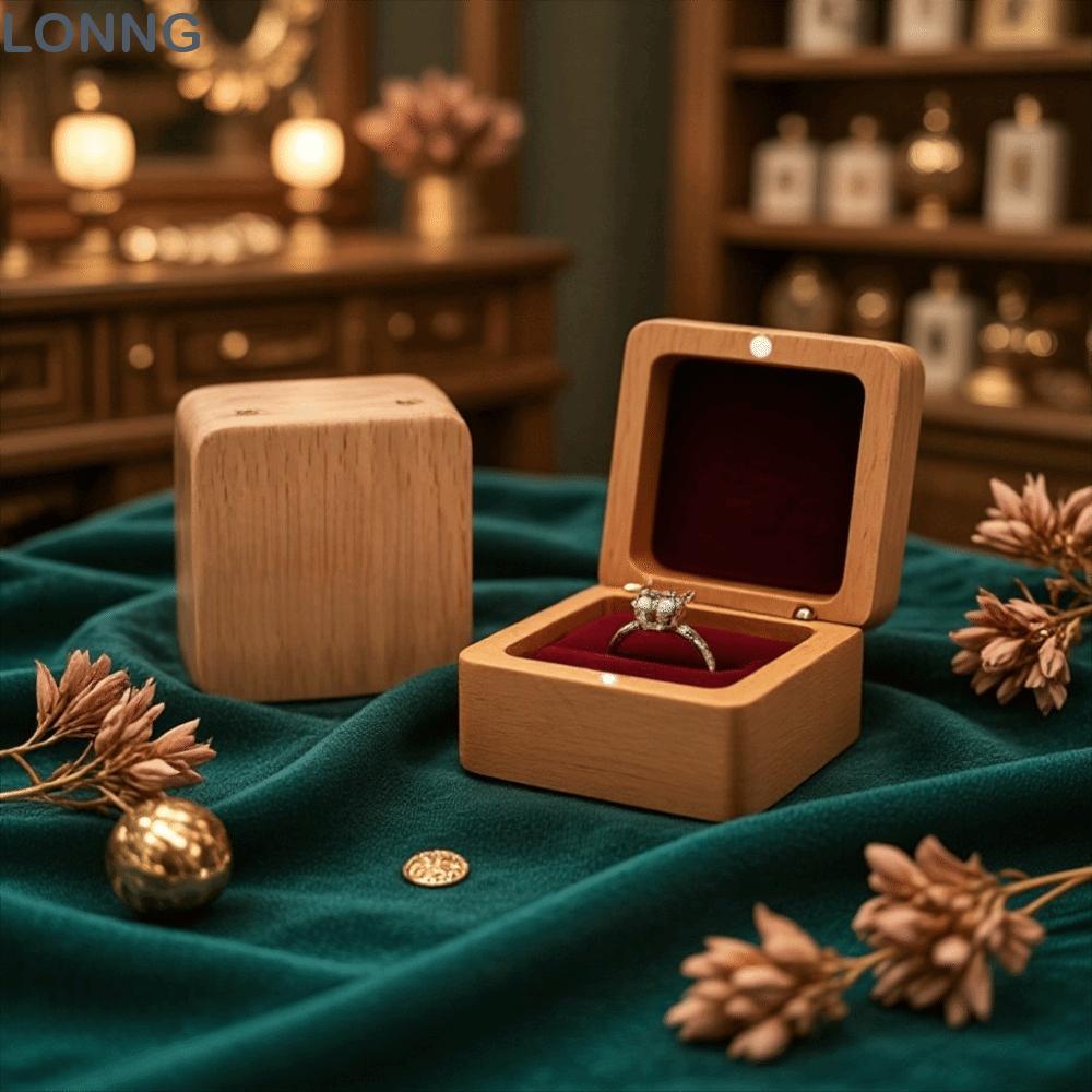 LONNG ไม้แหวนกล่อง, Jewlery เก็บไม้หู Studs ,ประณีต Simple กํามะหยี่ Jewlery Organizer ต่างหู