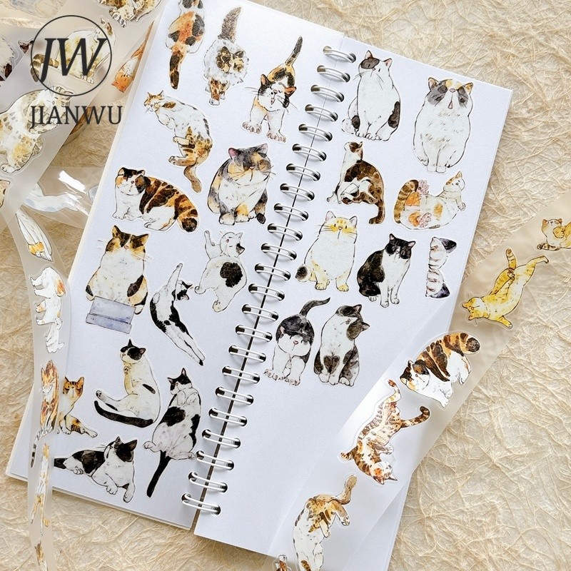 JIANWU 30 มม.* 6 ม.น่ารักสัตว์เลี้ยงแมวภูมิทัศน์วัสดุ Collage Scrapbooking PET เทป Creative DIY Journal เครื่องเขียน