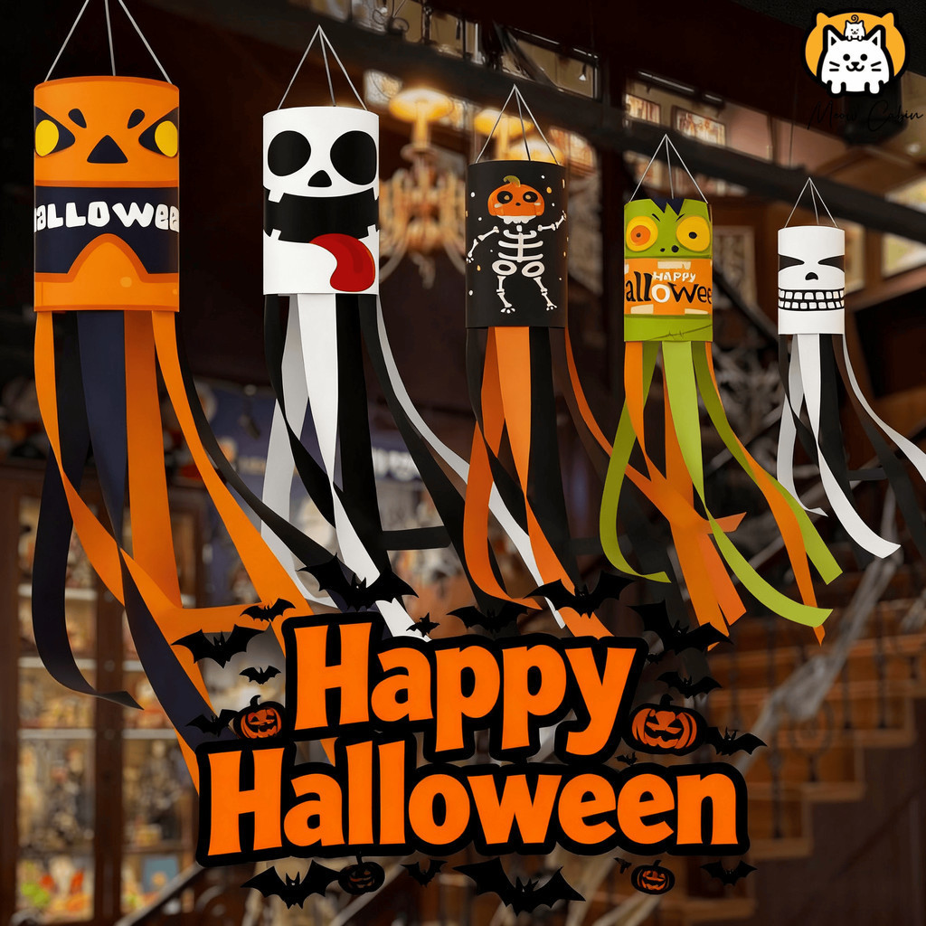 ส่งไว ฮาโลวีน Ghost Windpipe Flag Ghost Windsock กันน้ํากลางแจ้งแขวนตกแต่งฮาโลวีน-ธีมวันหยุด ตกแต่ง