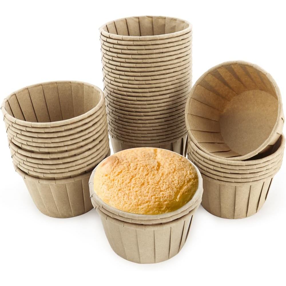 50 ชิ้น Cupcake Case Liners Wrappers Baking Natural Muffin Paper Cups Food Grade & Grease-Proof