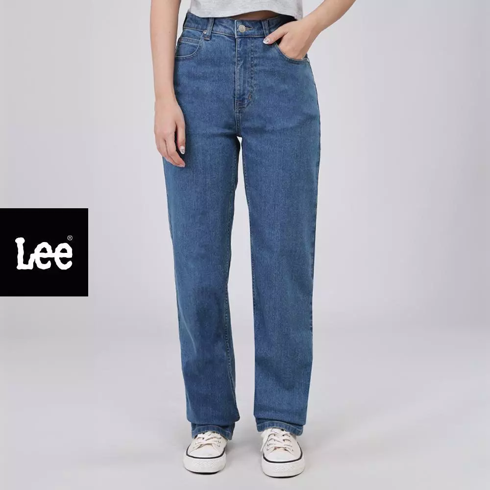 LEE กางเกงยีนส์ผู้หญิง เอวสูง ทรงกระบอก Kara รุ่น LE S126WKARF10 สียีนส์กลาง