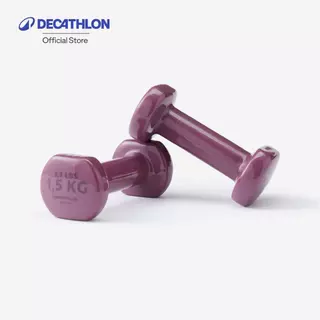 Decathlon 1.5 Kg Fitness Dumbbells Twin-Pack, Partially Recycled Cast Iron ดัมเบลแพ็คคู่ขนาด 1.5 กิโลกรัม - Purple